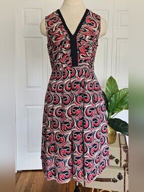 Tory Burch Tulip Atley Dress Retro Mod Whimsigoth Abstract Swirl Indie Mid Sz 6